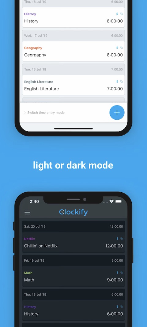 Clockify iOS screenshot aplikace 5 Clockify iOS screenshot aplikace
