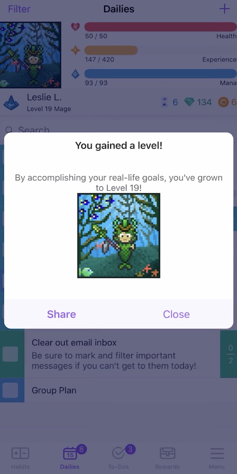 Habitica iOS screenshot aplikace 2 Habitica iOS screenshot aplikace