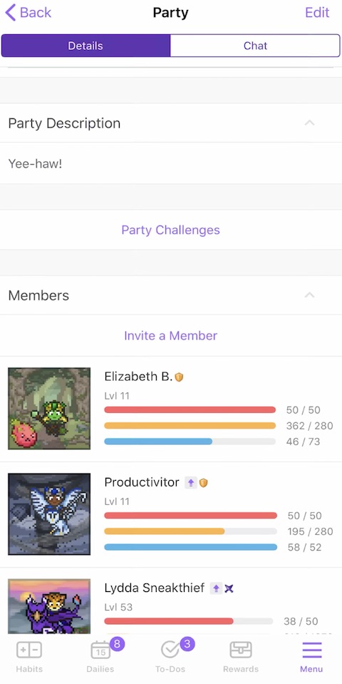 Habitica iOS screenshot aplikace 4 Habitica iOS screenshot aplikace
