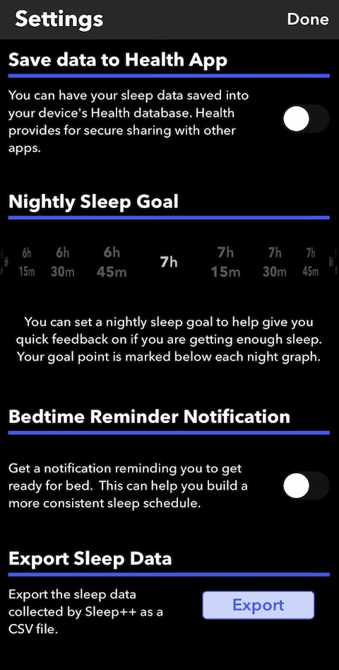 Sleep++ iOS aplikace 5 Sleep++ iOS aplikace