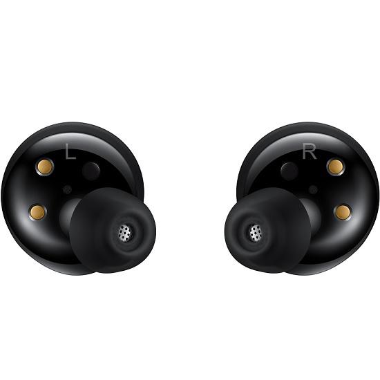 black wireless earbuds back view
