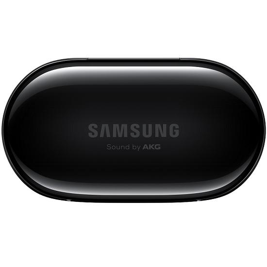 black wireless earbuds case side view