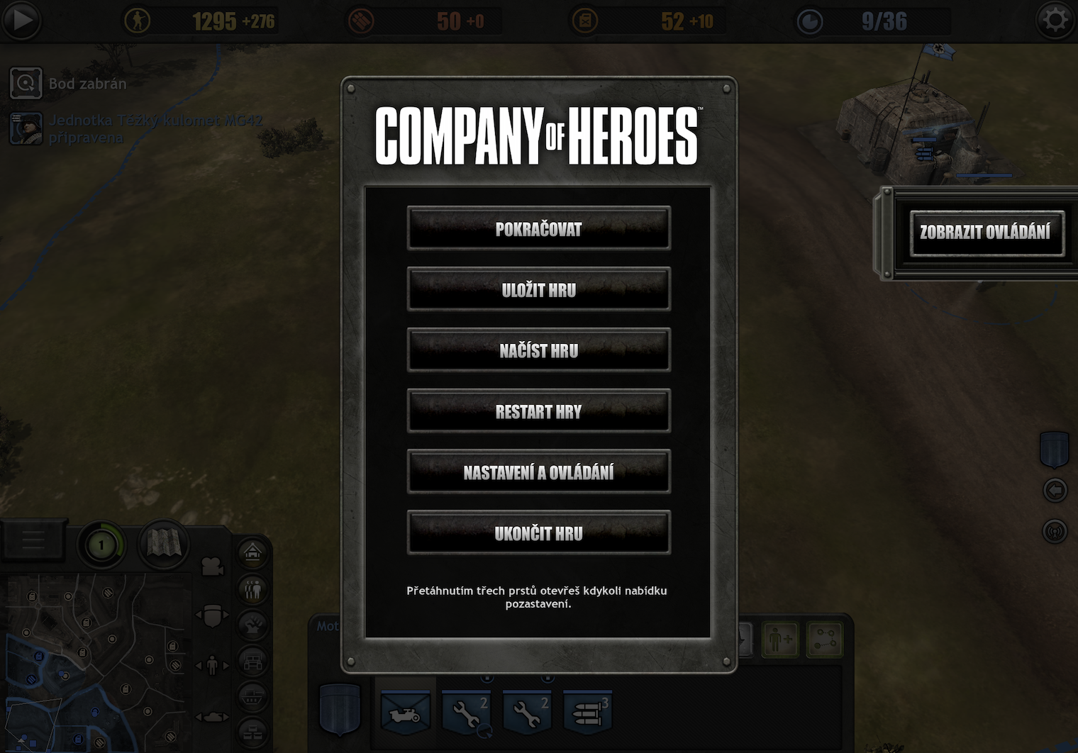 company of heroes game menu