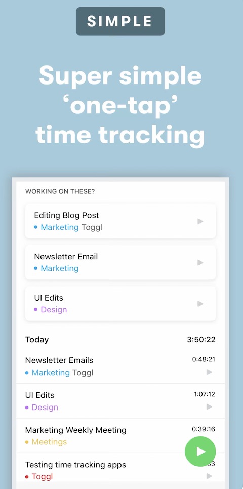 Toggl iOS aplikace 8 Toggl iOS aplikace