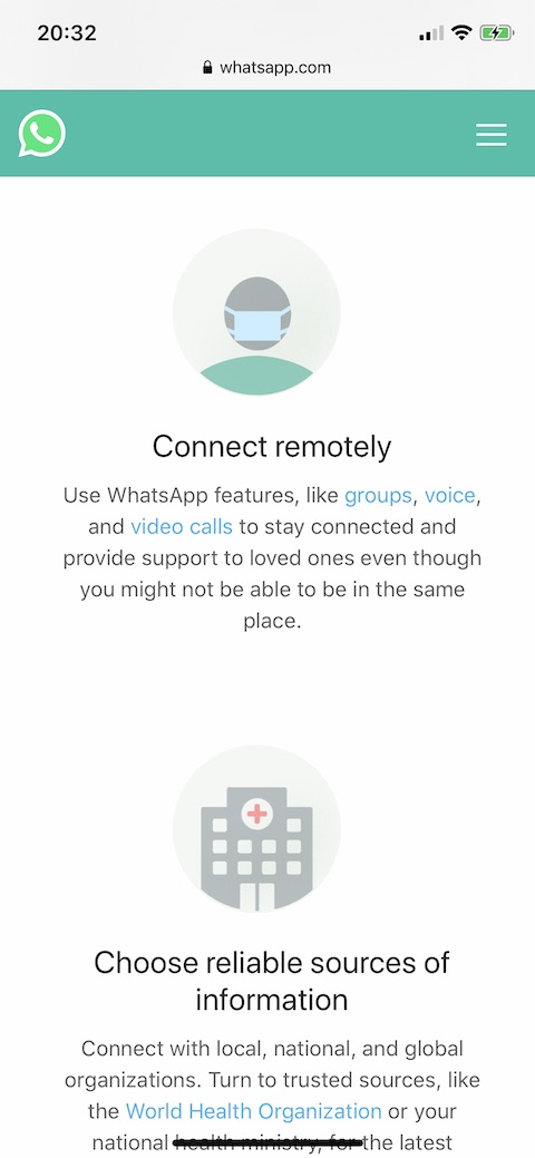 WhatsApp informace o koronaviru 2 WhatsApp informace o koronaviru