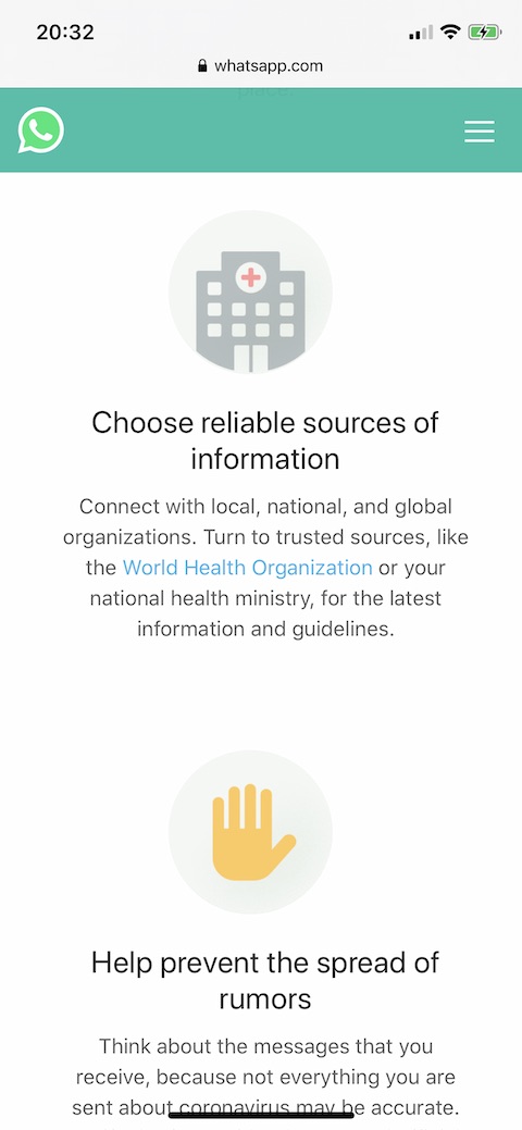 WhatsApp informace o koronaviru 3 WhatsApp informace o koronaviru