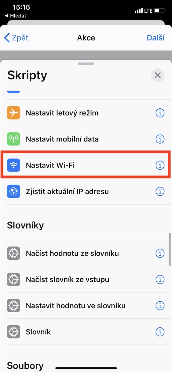 automatizace_facetime_wifi10 vytvoření automatizace při zapnutí facetime vypnout wifi