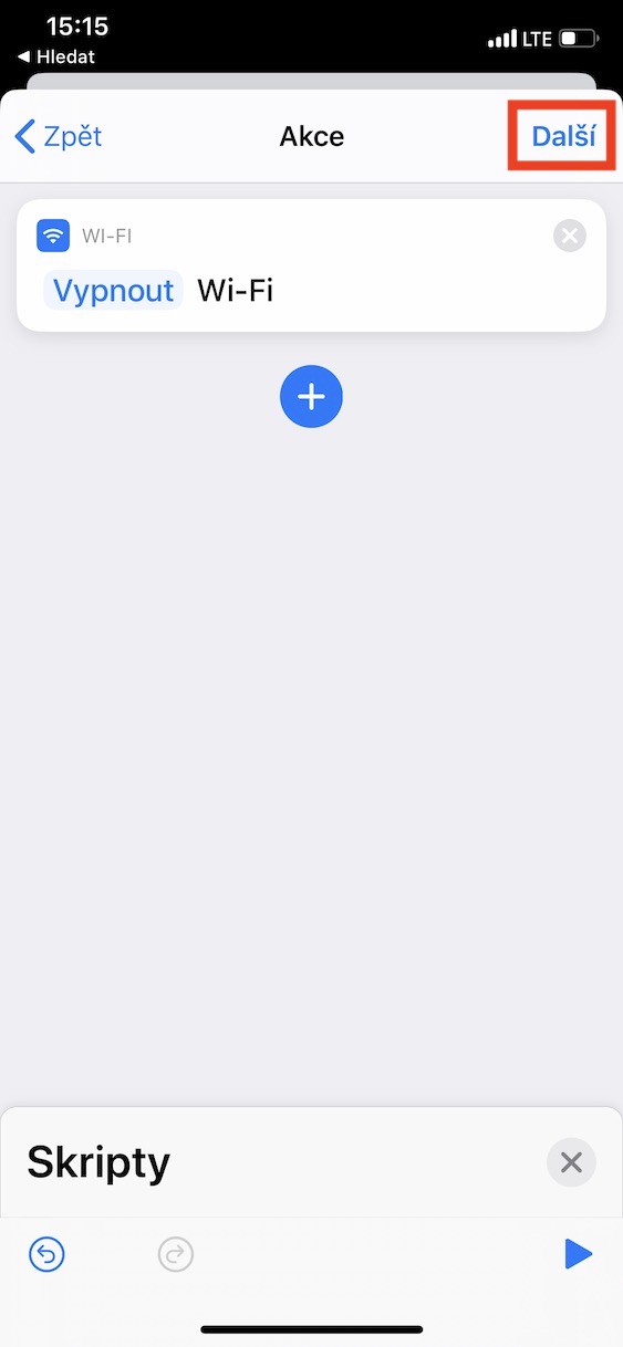 automatizace_facetime_wifi12 vytvoření automatizace při zapnutí facetime vypnout wifi