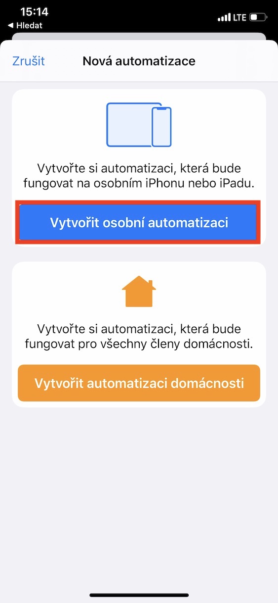 automatizace_facetime_wifi3 vytvoření automatizace při zapnutí facetime vypnout wifi