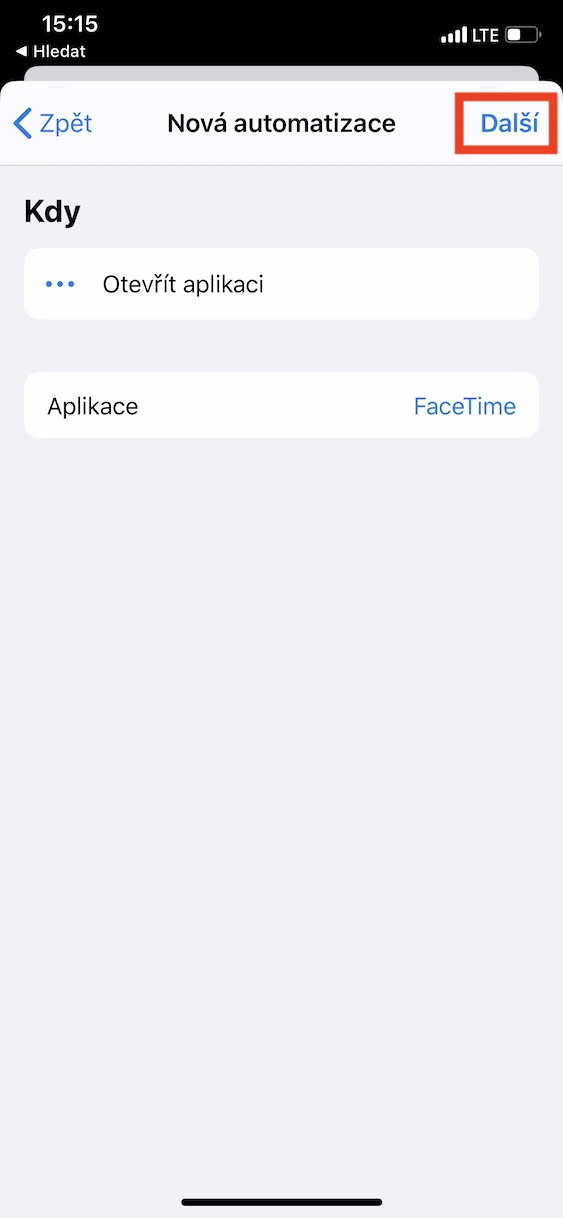 automatizace_facetime_wifi7 vytvoření automatizace při zapnutí facetime vypnout wifi