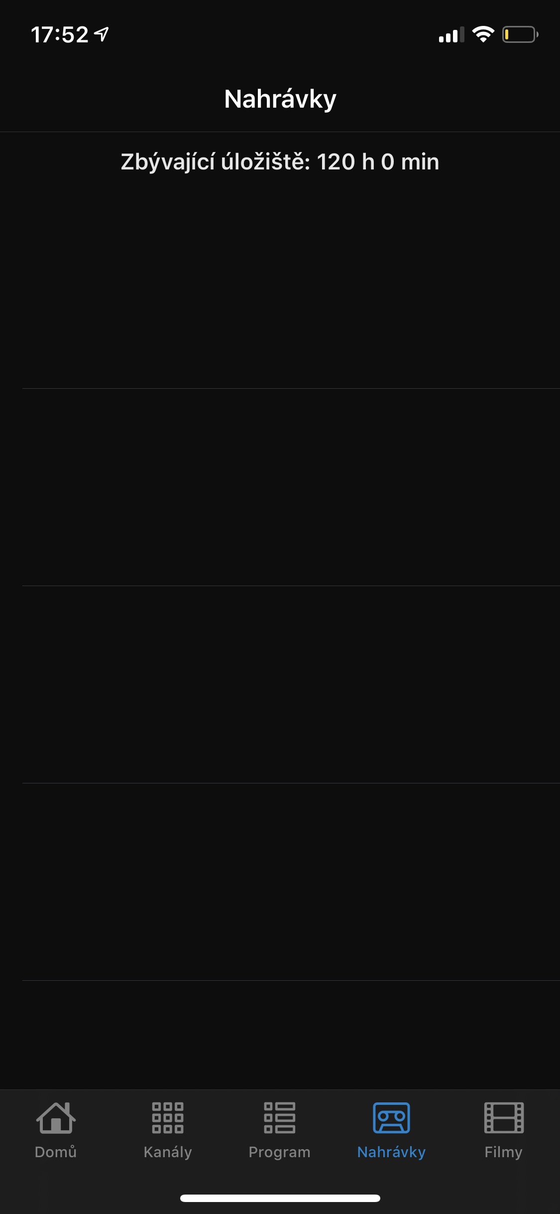 Screenshoty aplikace Sledování TV z iPhonu