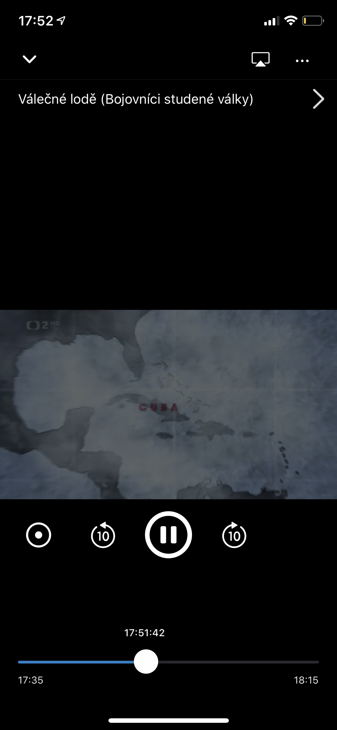 Screenshoty aplikace Sledování TV z iPhonu