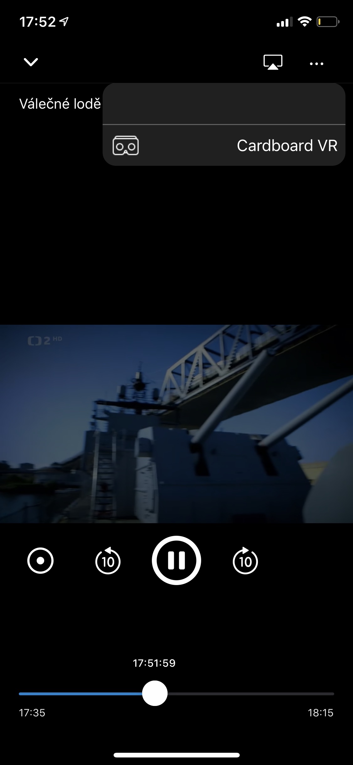 Screenshoty aplikace Sledování TV z iPhonu