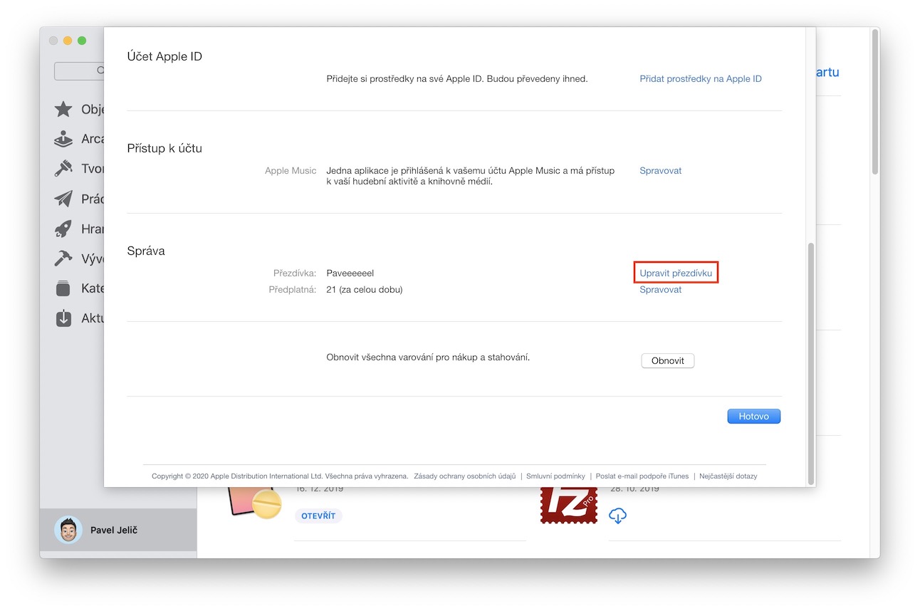zmena_prezdivky_macos5 změna přezdívky v app storu