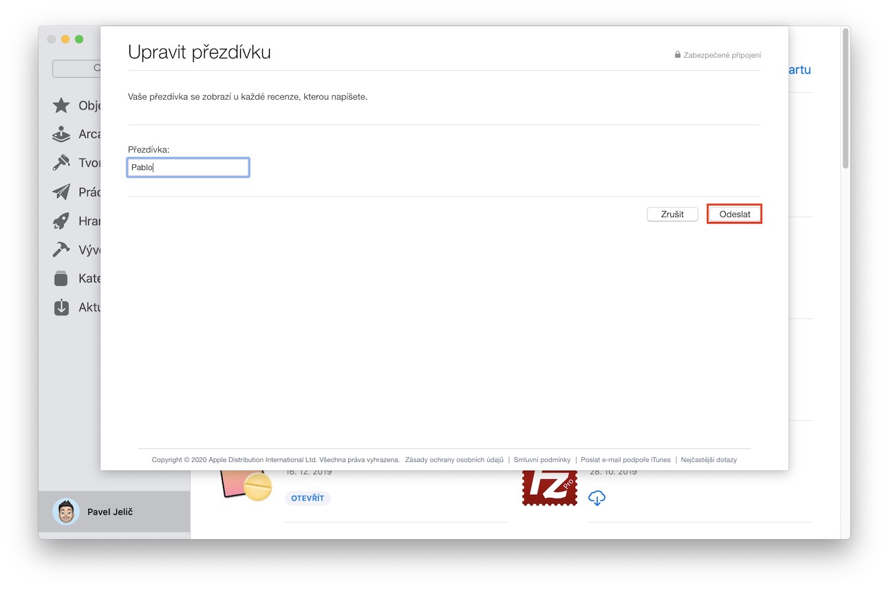 zmena_prezdivky_macos7 změna přezdívky v app storu