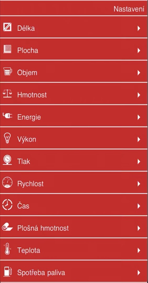 Prevodnik jednotek iOS 2 Prevodnik jednotek iOS