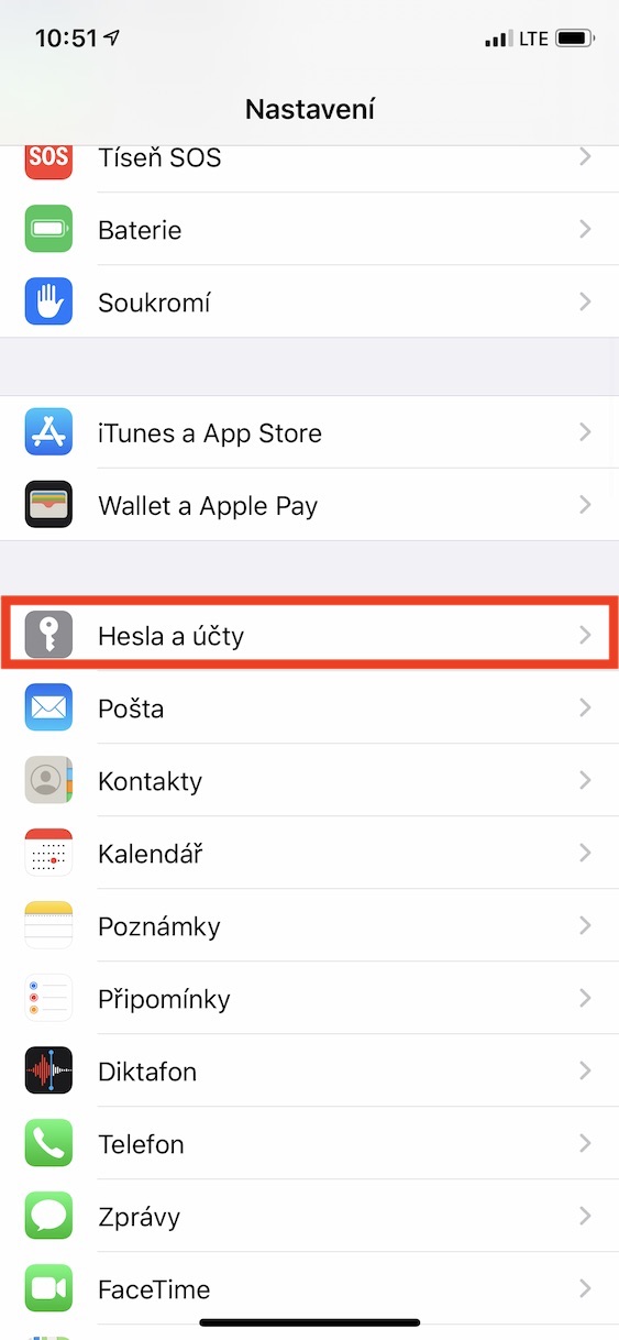 hesla_ucty_iphone1 jak spravovat hesla a účty na iphonu