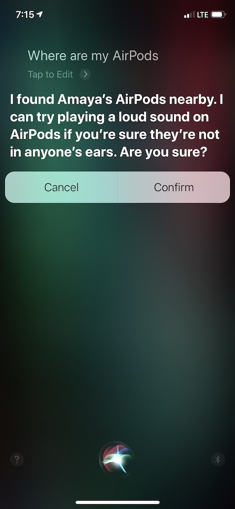 iOS Siri najit AirPody