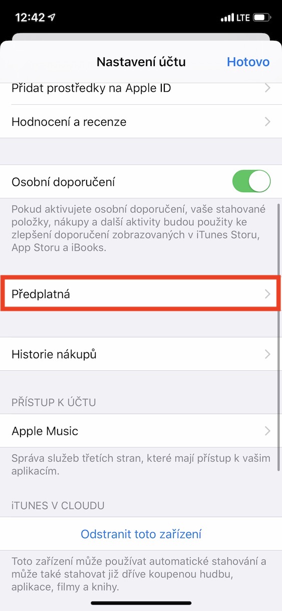 predplatne_ios5 zrušení předplatného ios
