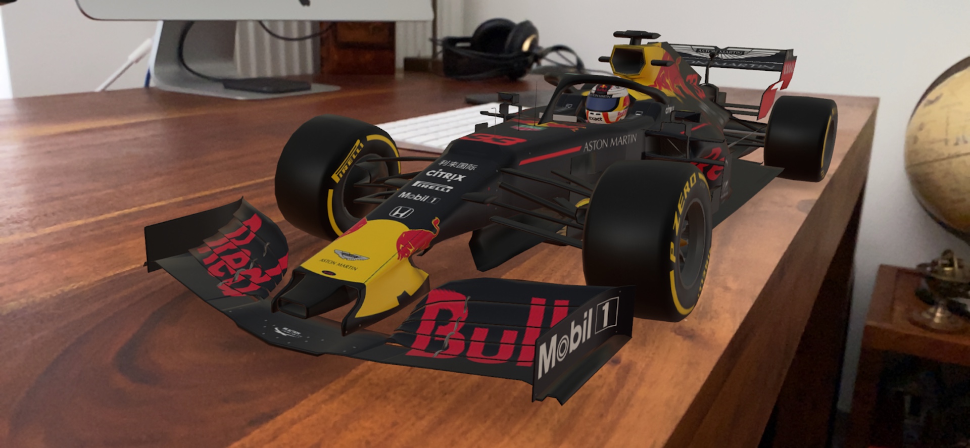 red bull racing car on desk
