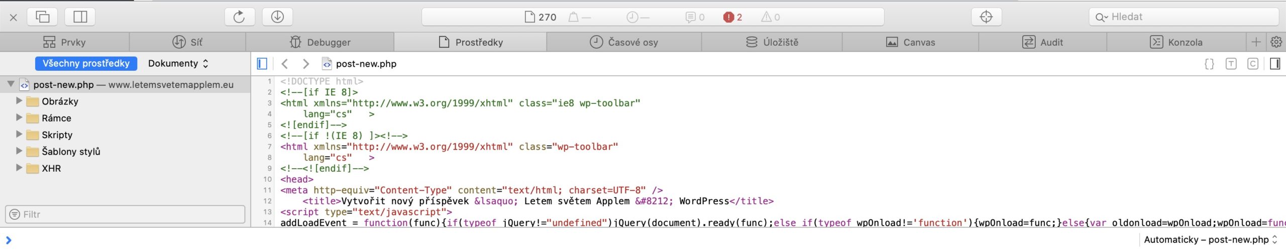 safari inspektor webu