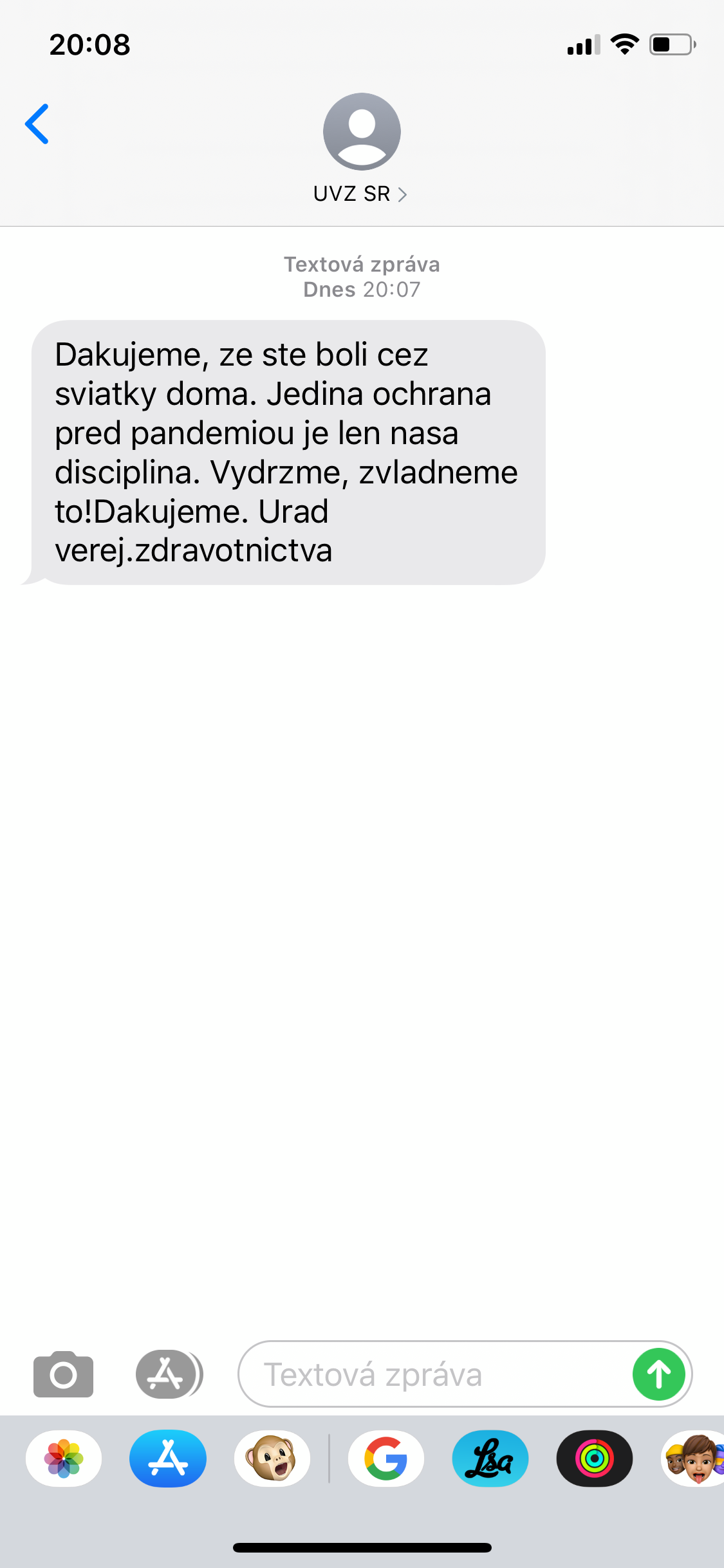 text message pandemic notice