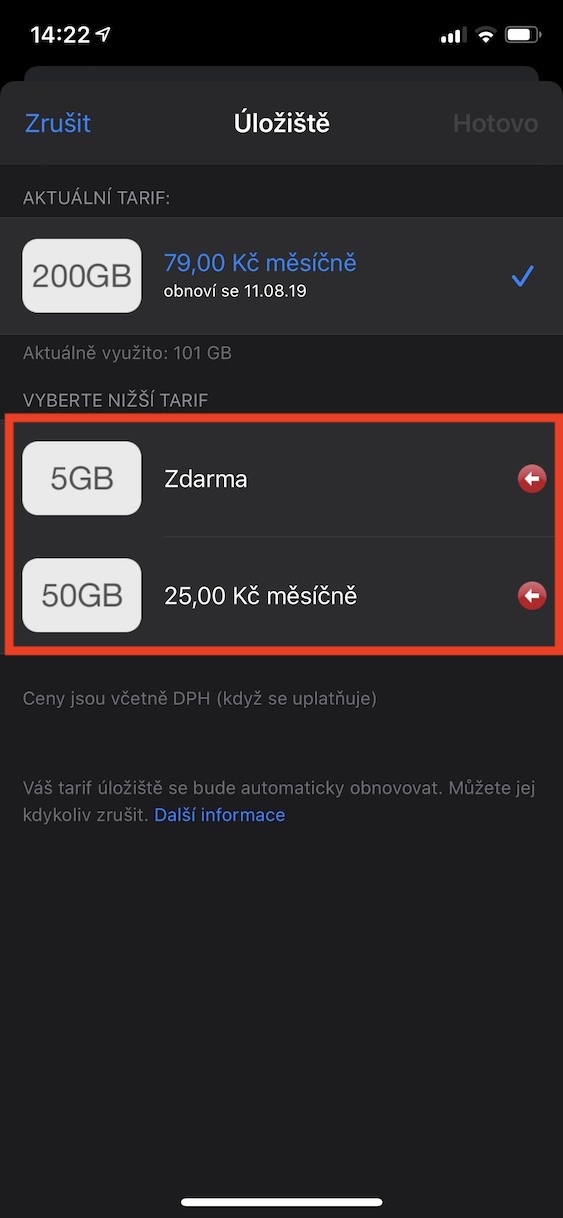 zmena_Tarifu_icloud9 změna tarifu icloud