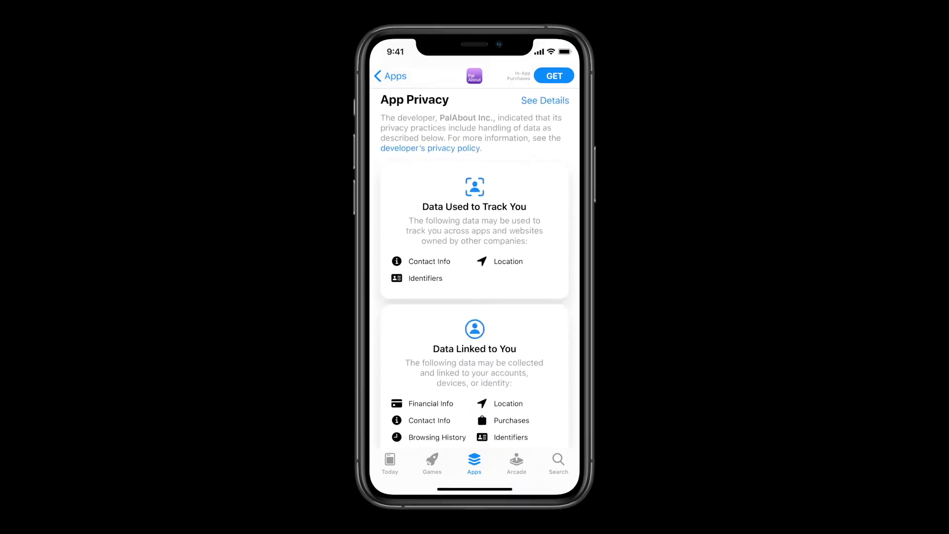 app privacy details