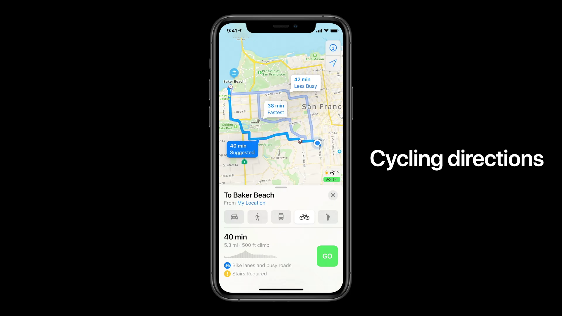 cycling directions on phone