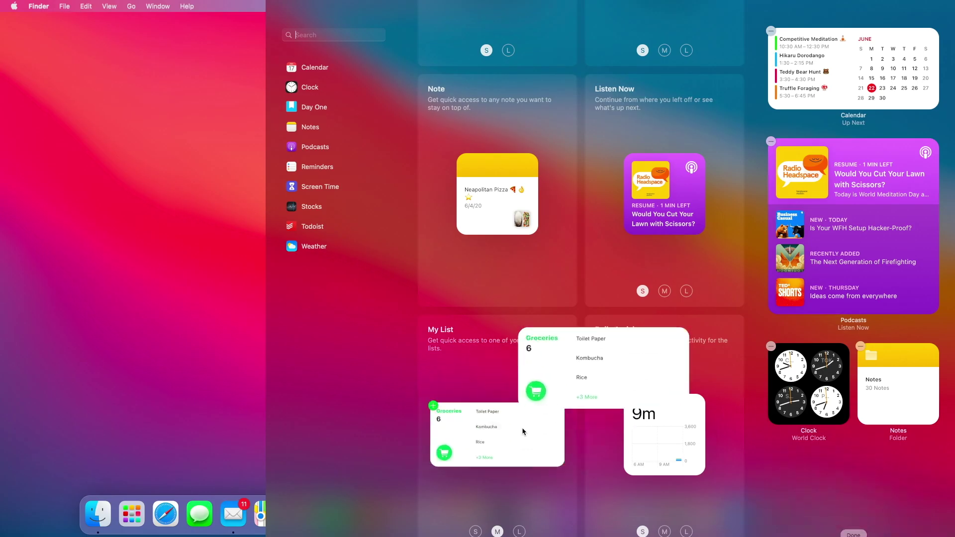 desktop widgets overview