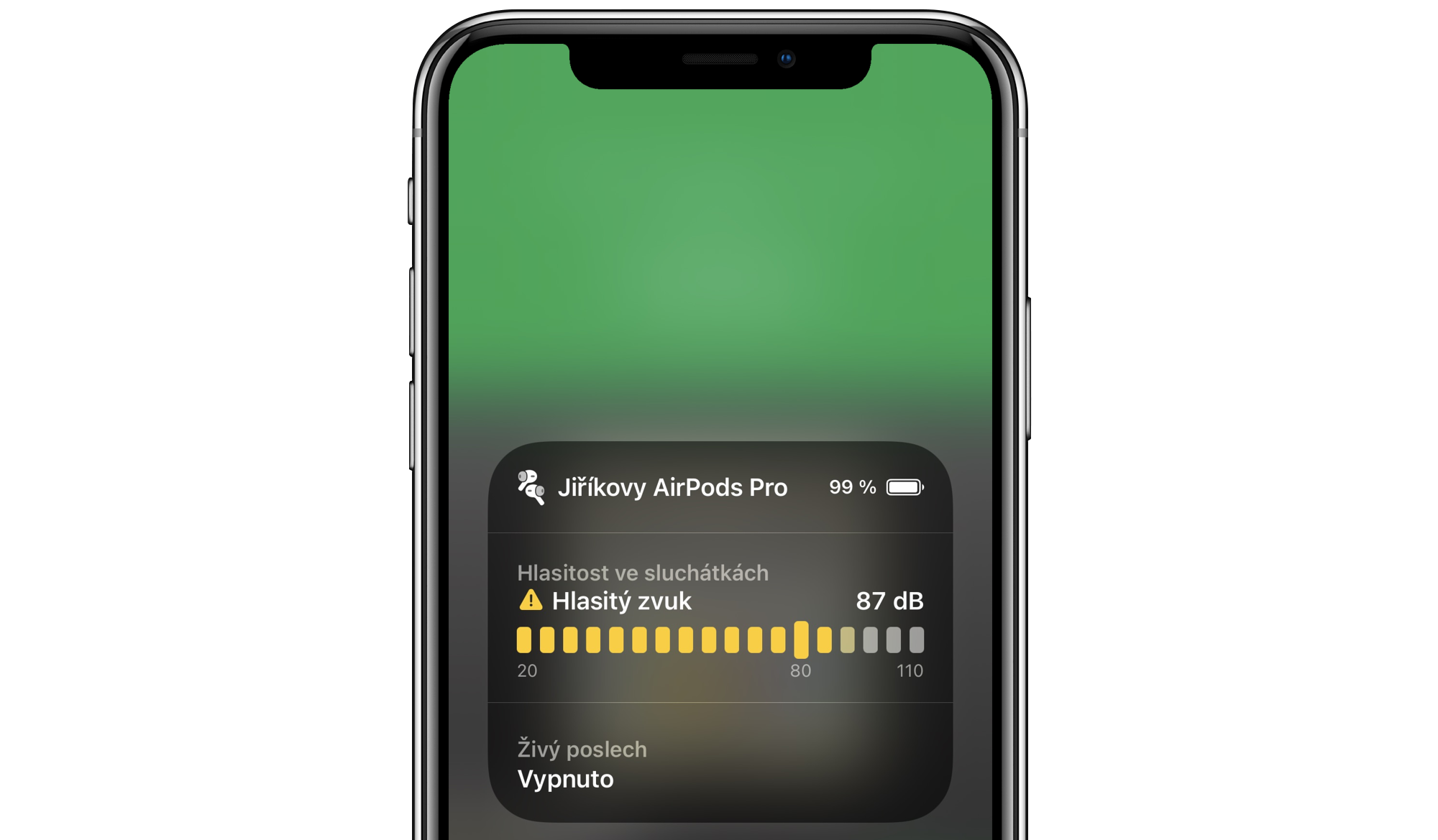 Hlasitost AirPods v iOS 14