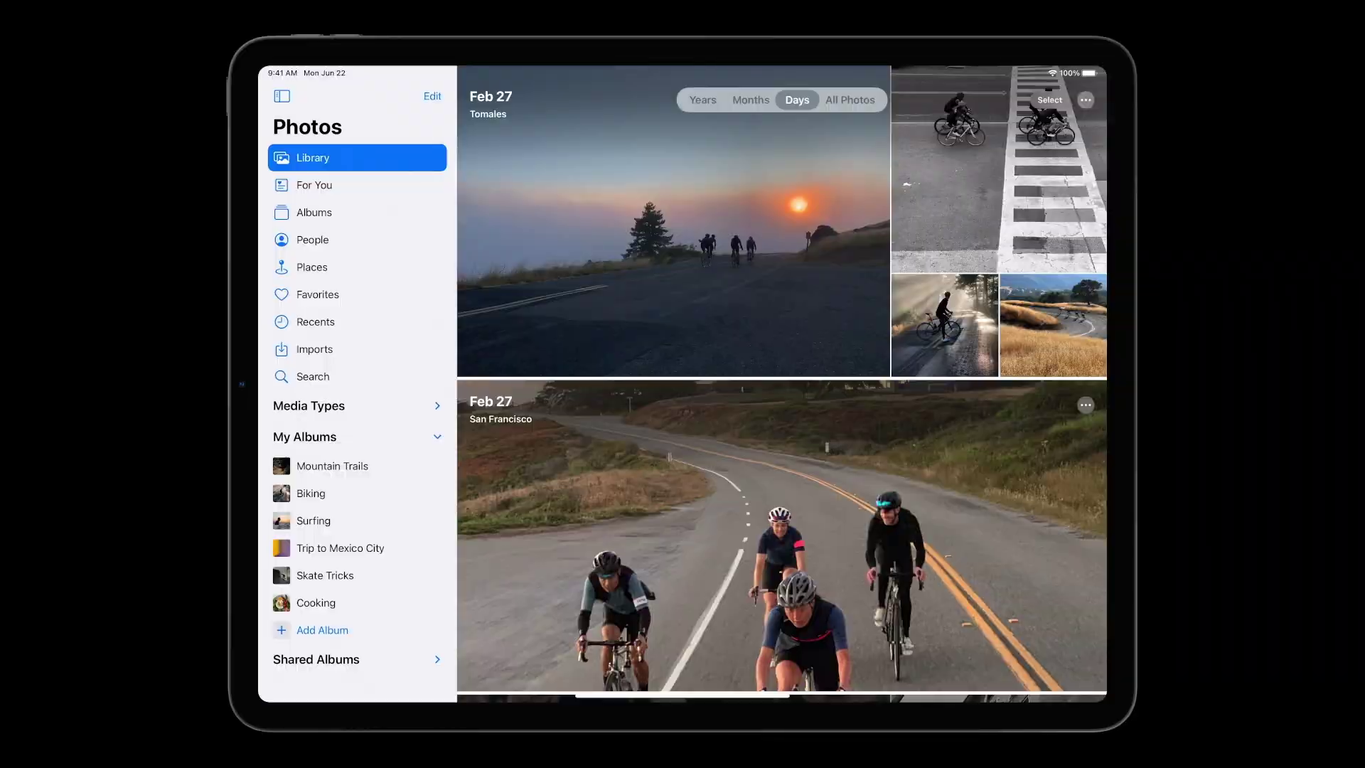 ipad photo gallery cycling sunset