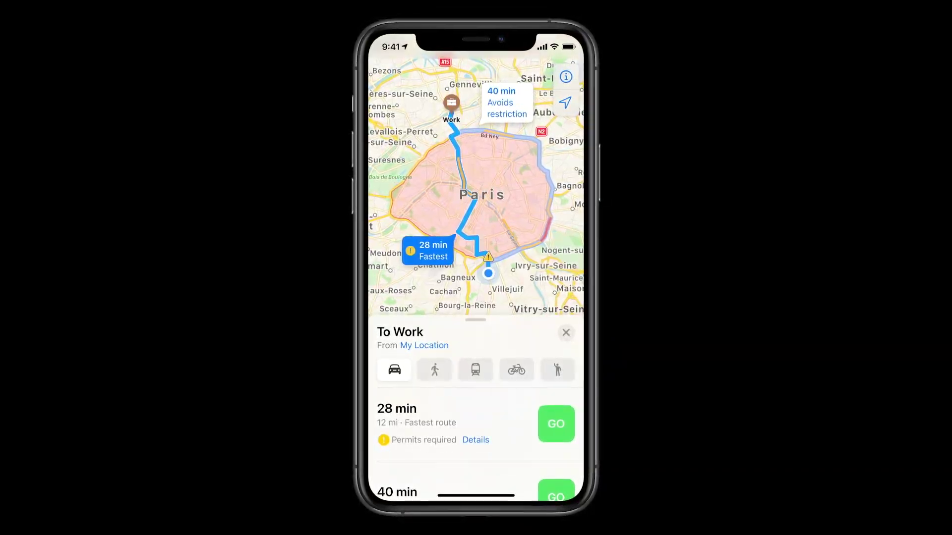iphone map navigation paris