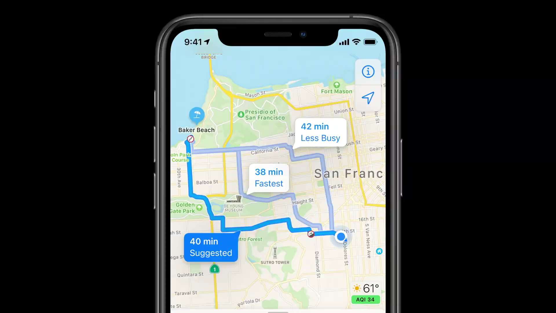 iphone maps route options