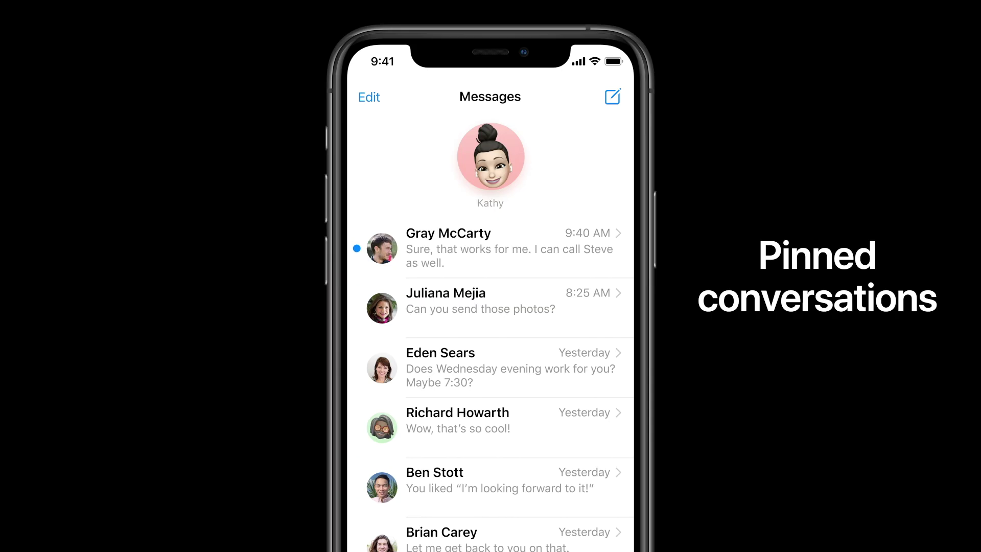iphone pinned conversations