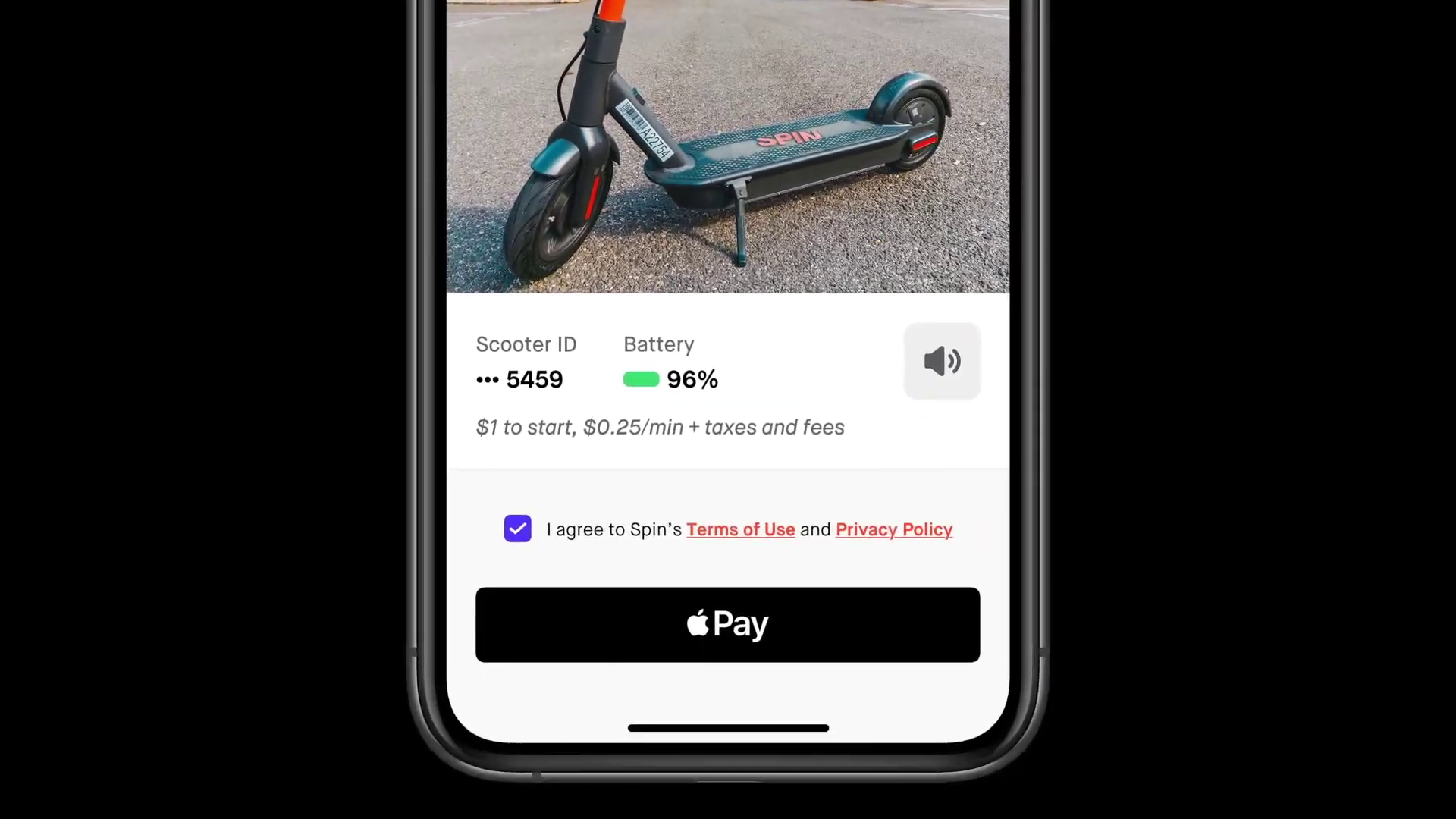 iphone scooter payment closeup
