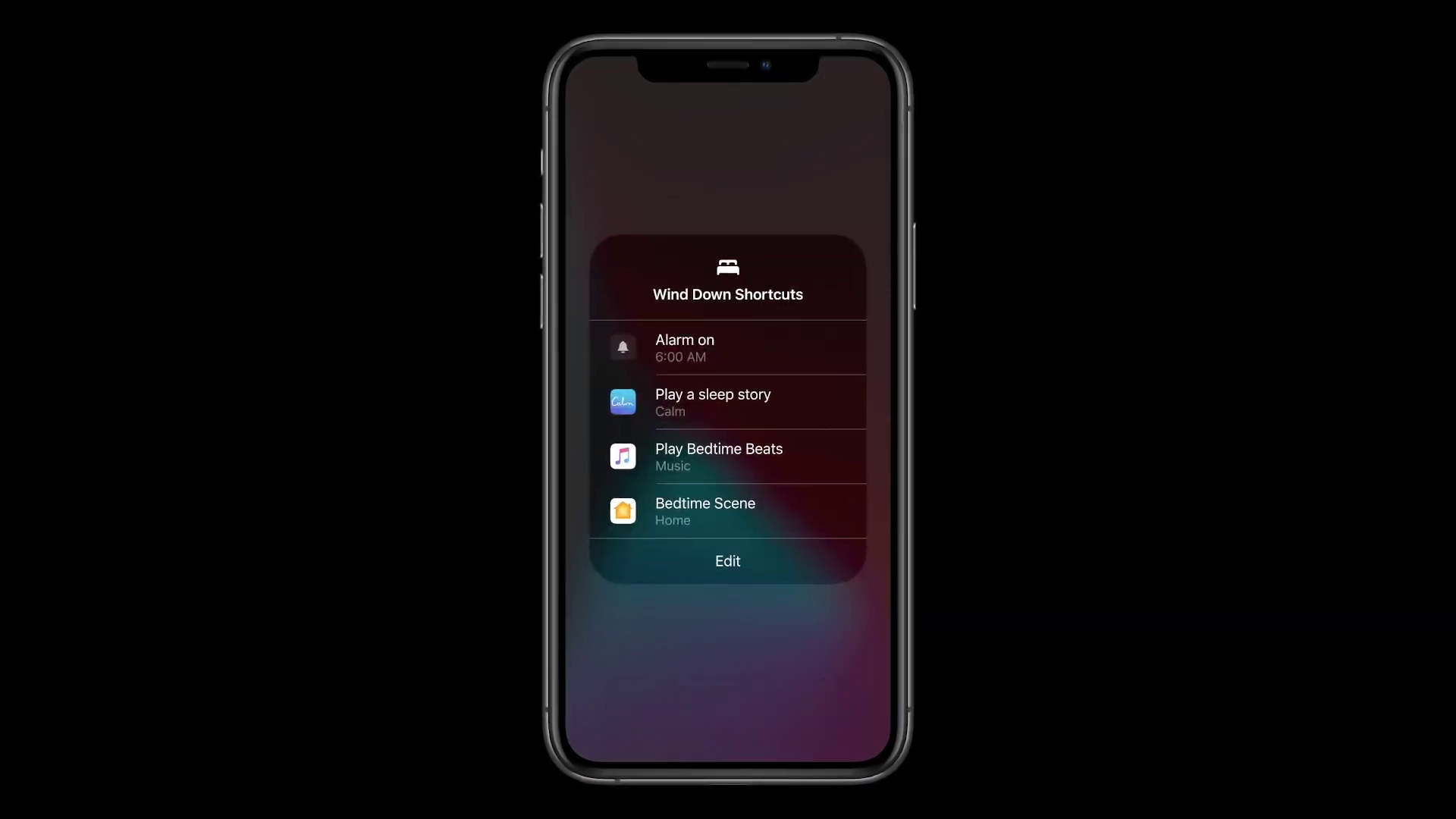 wind down shortcuts menu