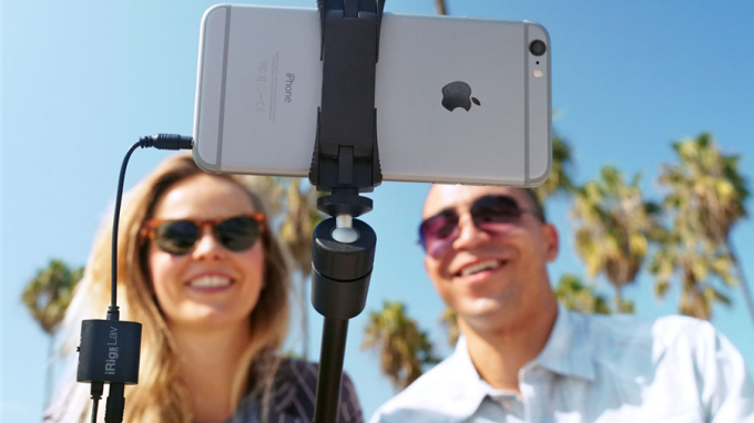 couple taking selfie with smartphone