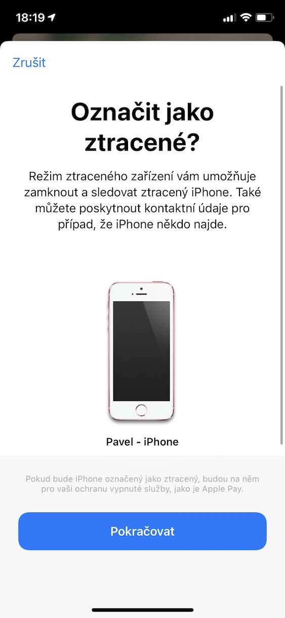 rezim_ztraty_iphone4 režim ztráty iphone