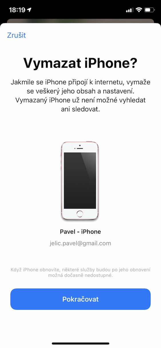 rezim_ztraty_iphone8 režim ztráty iphone