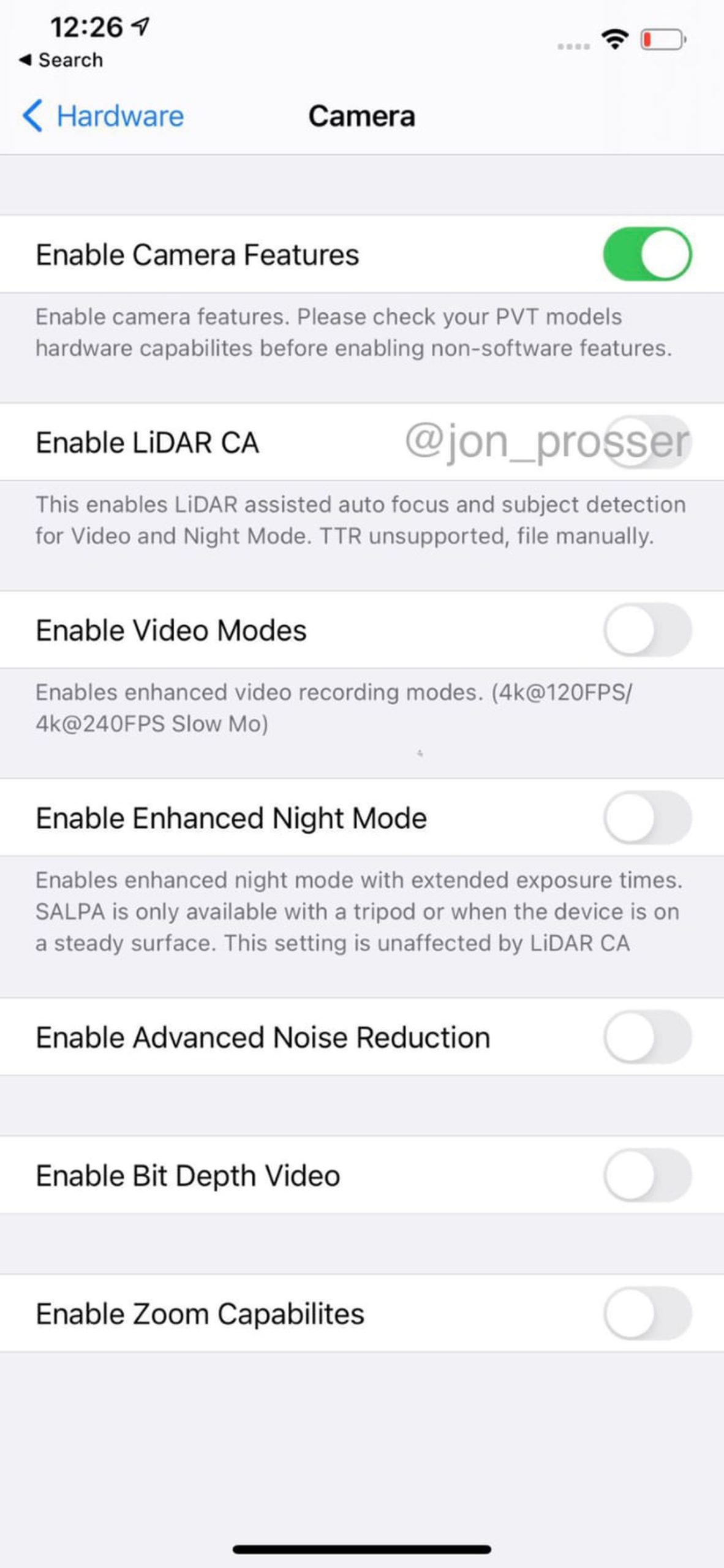iphone camera settings screen