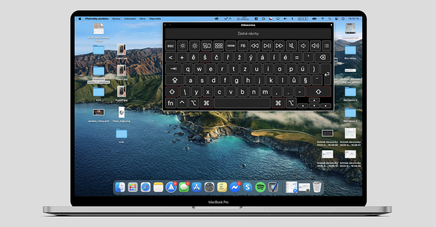virtuální klávesnice v macOS