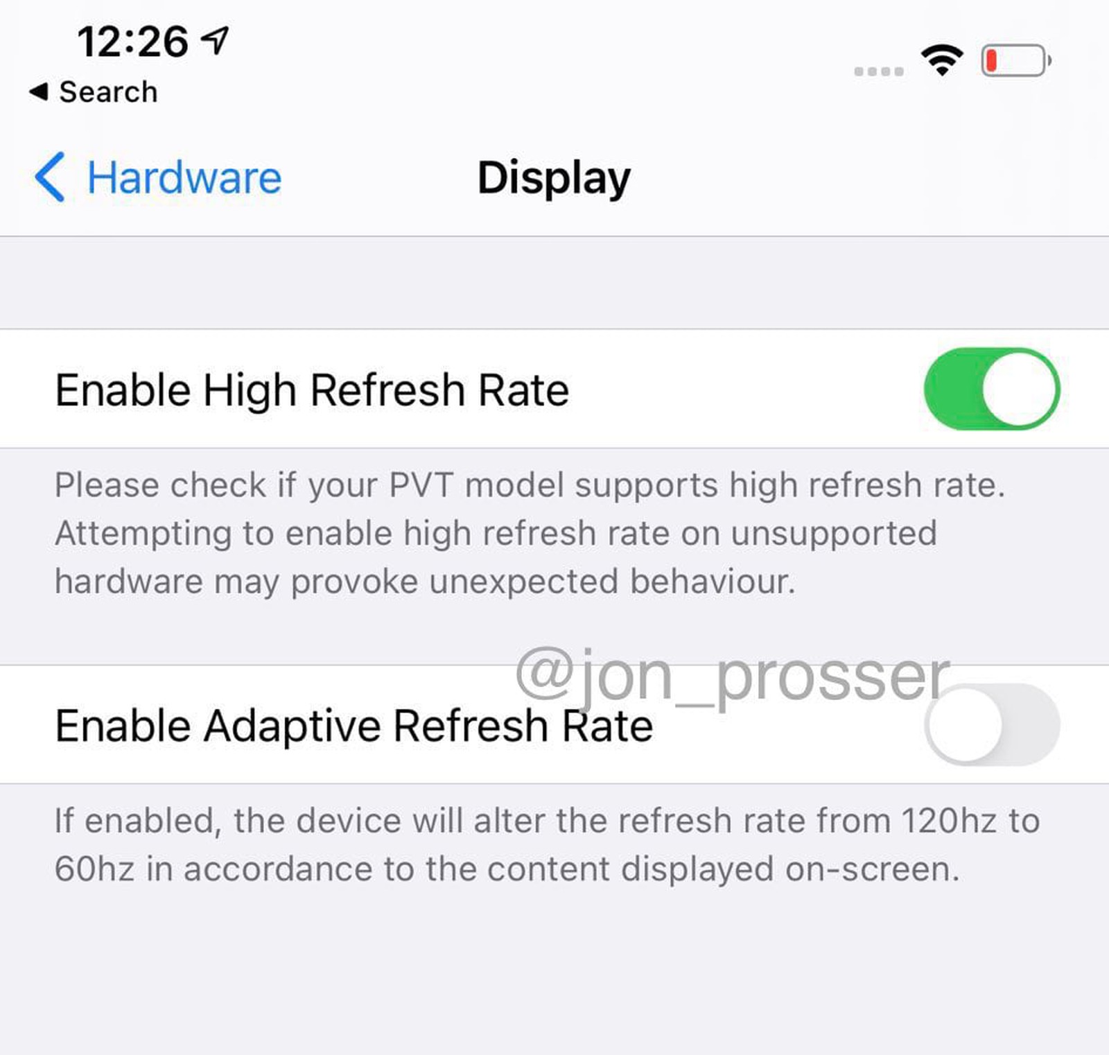 smartphone refresh rate settings