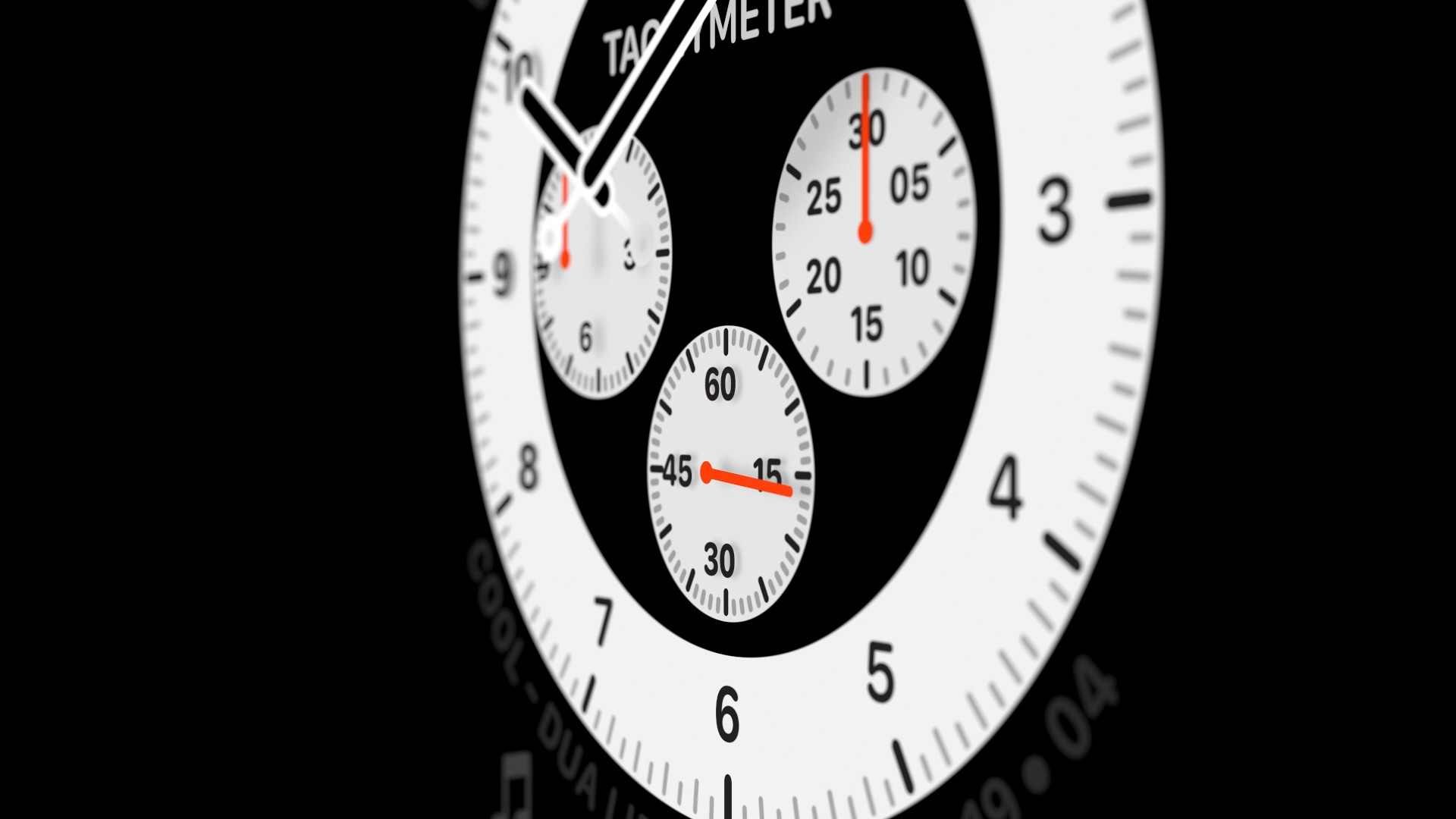 angled tachymeter watch face