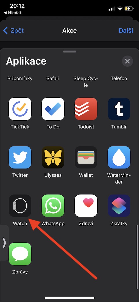 Zkratky zmena ciferniku Apple Watch