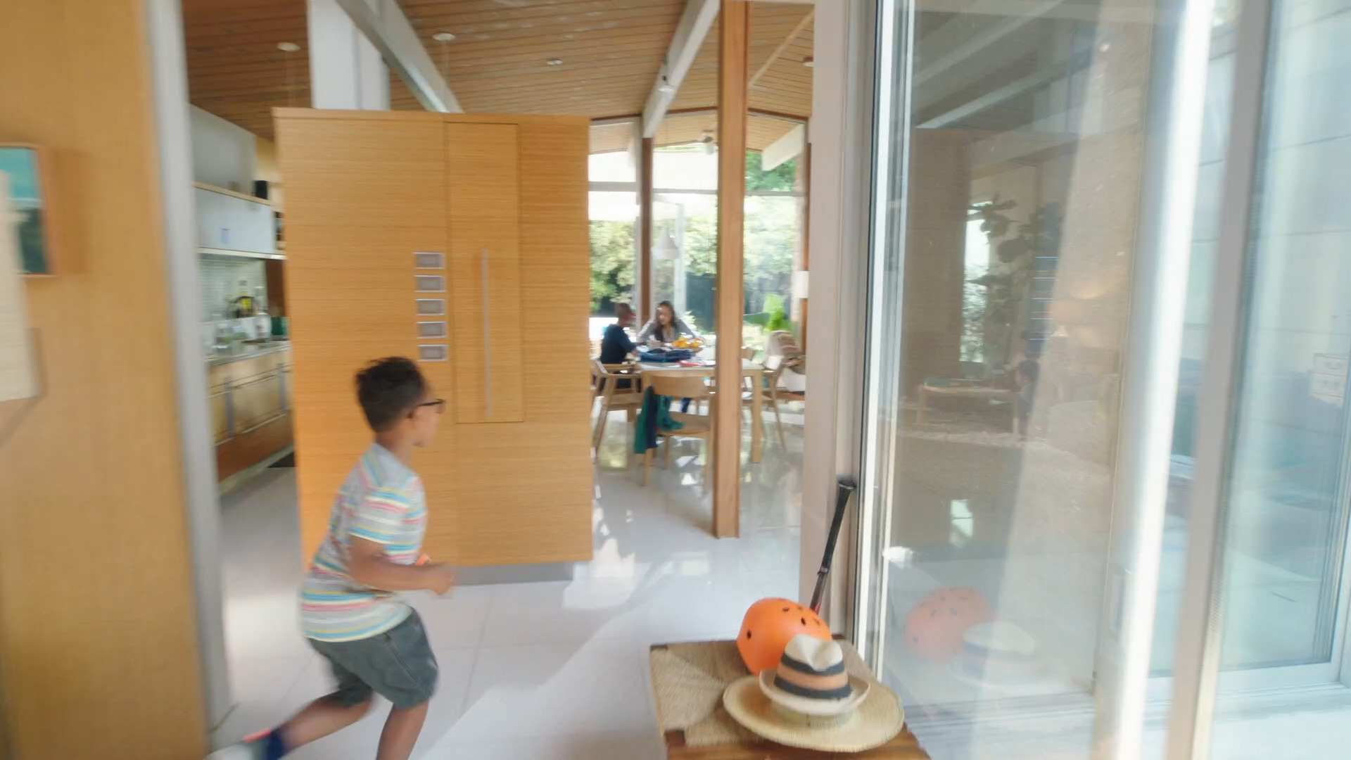 child running indoors