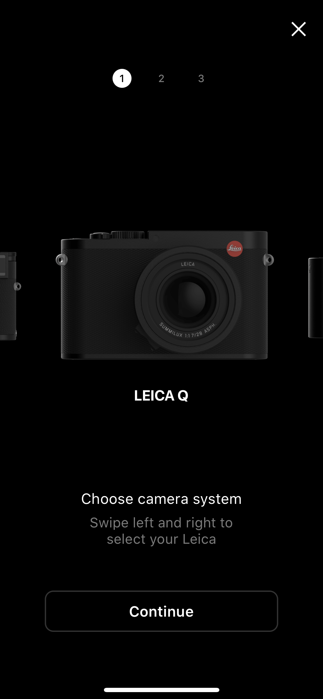 leica q camera selection screen