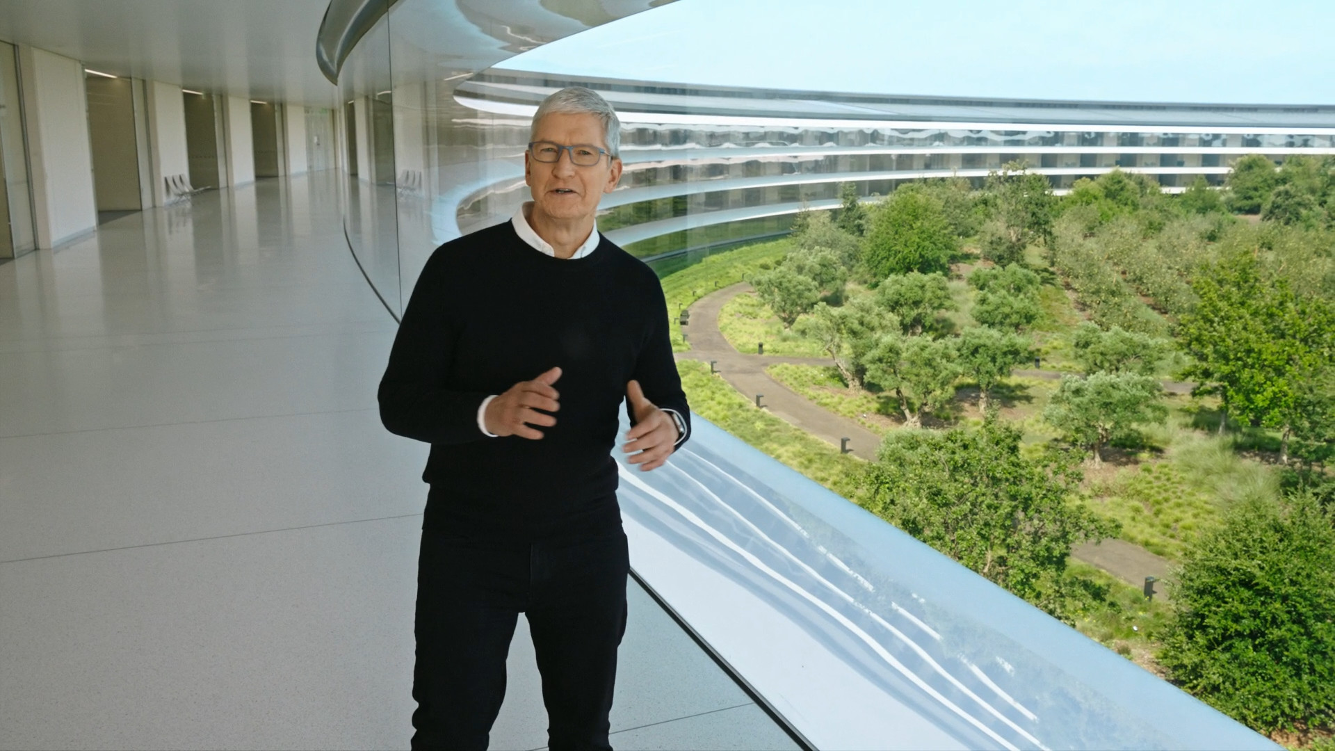 person in modern building