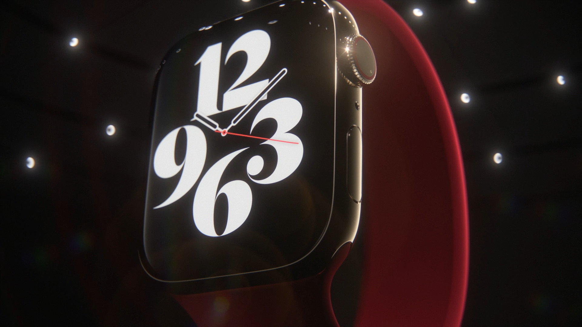 red watch face closeup