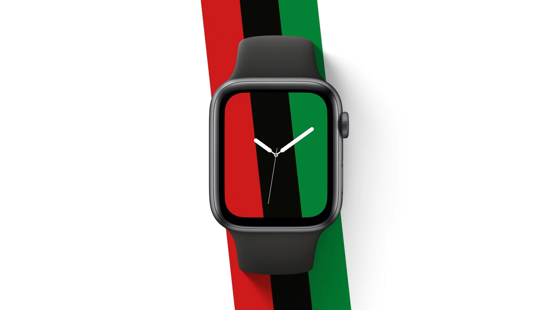 smartwatch black band red green stripe
